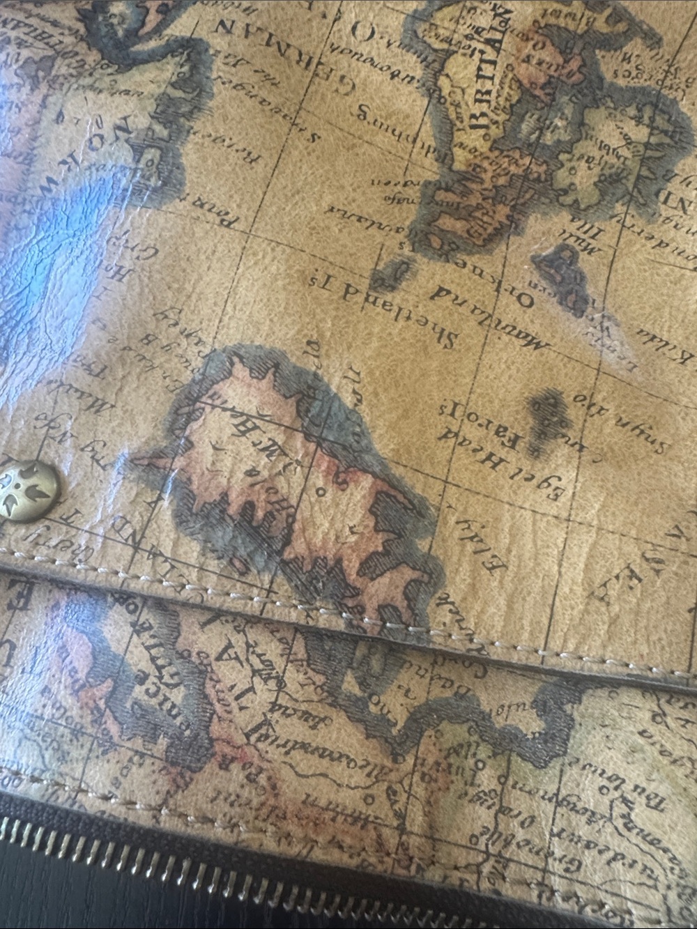 Patricia Nash Map-Print Crossbody with Brown Leather Trim - Picture 6 of 6